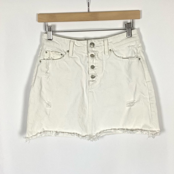 Zara Ripped Denim White Mini Skirt Size XS - Picture 4 of 7